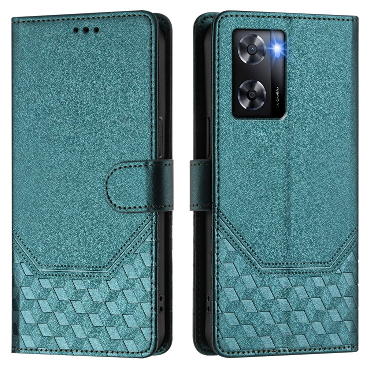 For OPPO A57 4G / A77 4G / A57s 4G Global Honeycomb Embossing RFID Leather Phone Case