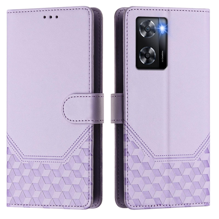 For OPPO A57 4G / A77 4G / A57s 4G Global Honeycomb Embossing RFID Leather Phone Case