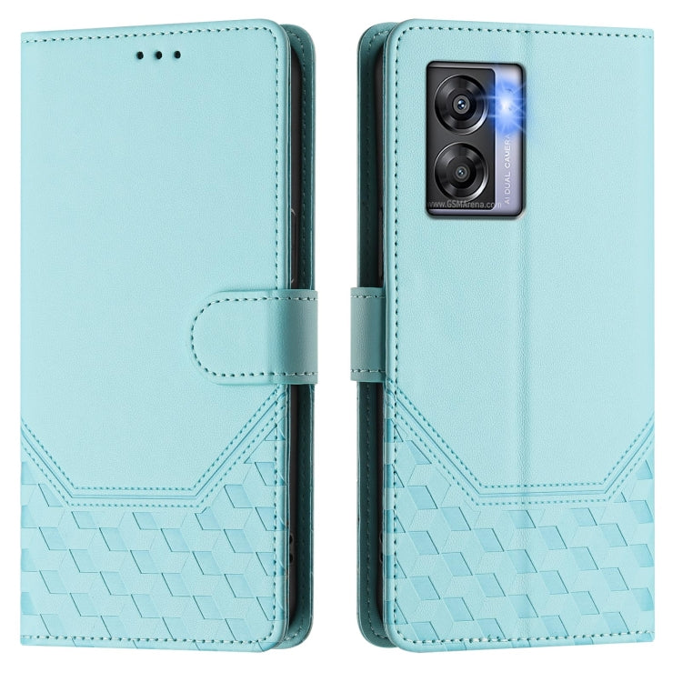 For OPPO A77 5G / A97 5G Honeycomb Embossing RFID Leather Phone Case