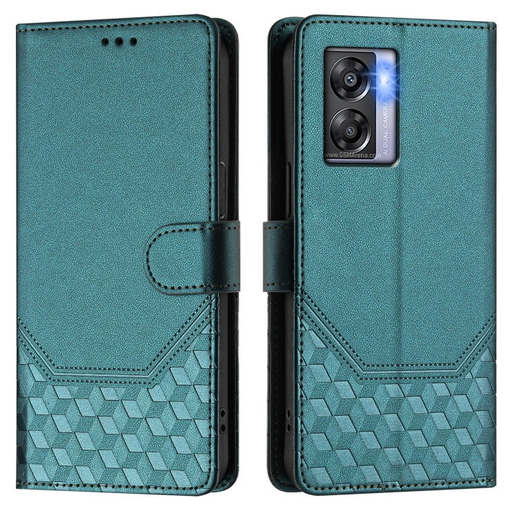 For OPPO A77 5G / A97 5G Honeycomb Embossing RFID Leather Phone Case