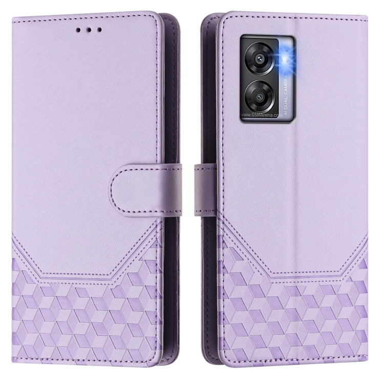For OPPO A77 5G / A97 5G Honeycomb Embossing RFID Leather Phone Case