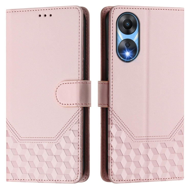 For OPPO A78 5G Global / A1x 5G Honeycomb Embossing RFID Leather Phone Case