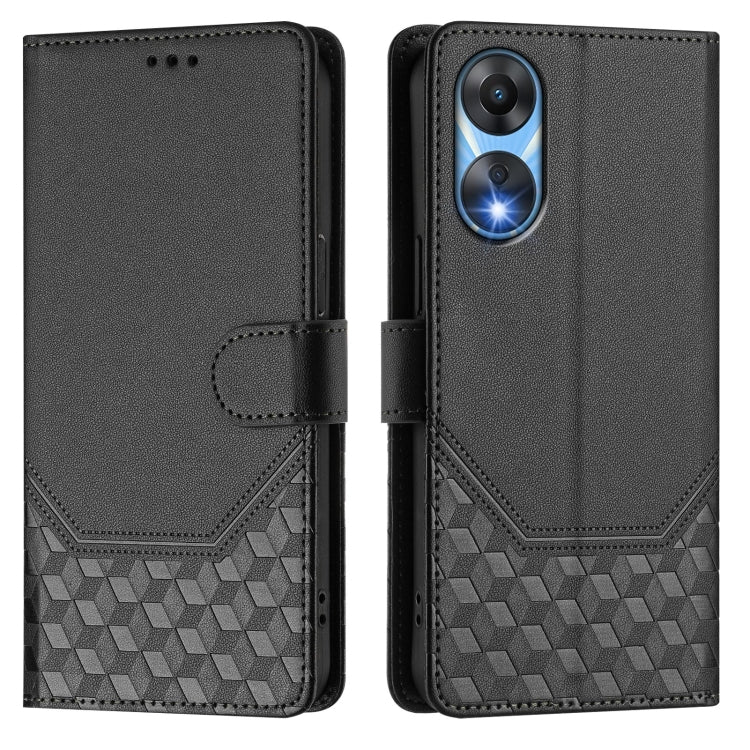 For OPPO A78 5G Global / A1x 5G Honeycomb Embossing RFID Leather Phone Case