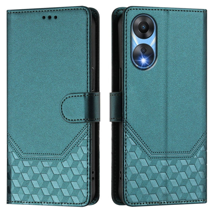 For OPPO A78 5G Global / A1x 5G Honeycomb Embossing RFID Leather Phone Case