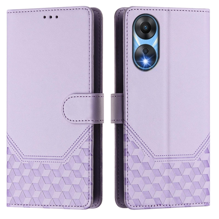 For OPPO A78 5G Global / A1x 5G Honeycomb Embossing RFID Leather Phone Case