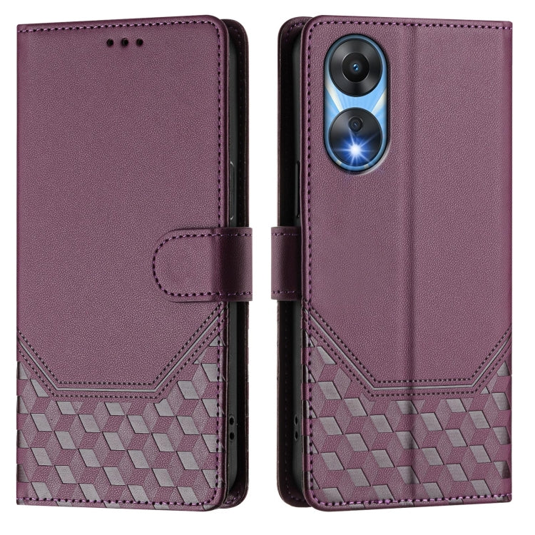 For OPPO A78 5G Global / A1x 5G Honeycomb Embossing RFID Leather Phone Case