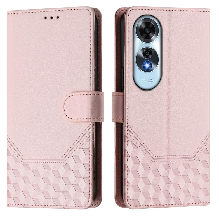 For OPPO A60 4G Global Honeycomb Embossing RFID Leather Phone Case