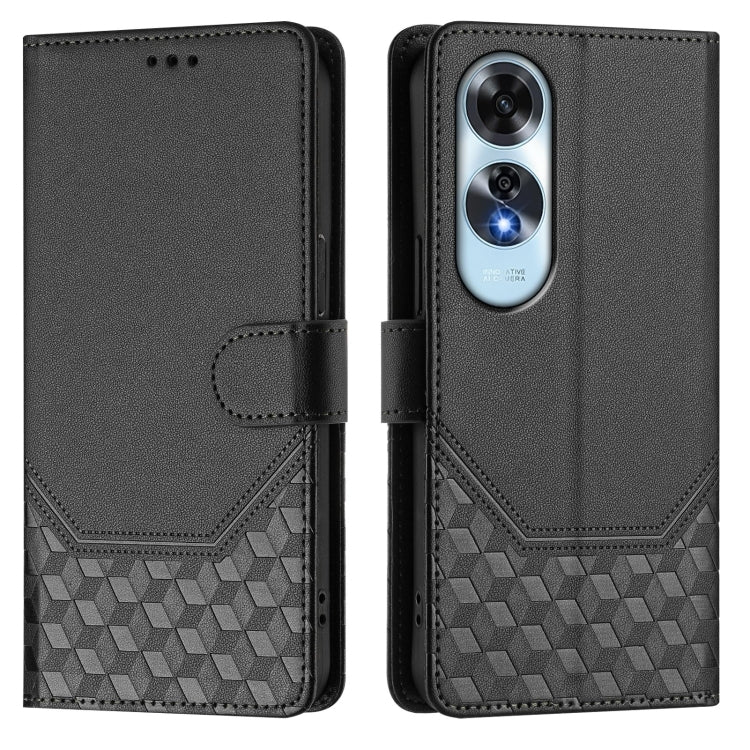 For OPPO A60 4G Global Honeycomb Embossing RFID Leather Phone Case