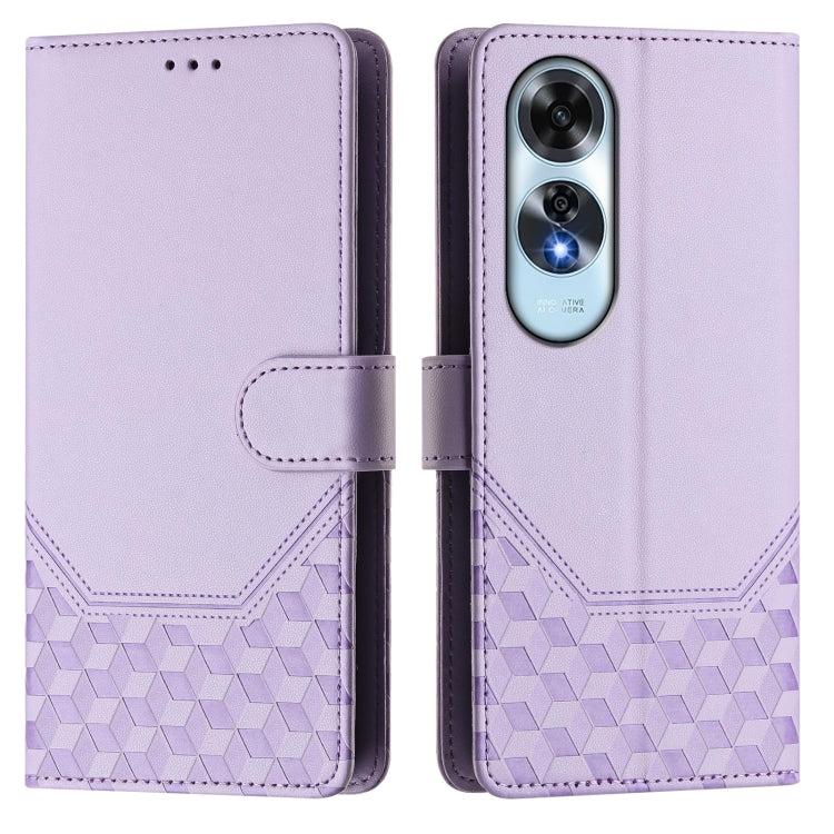 For OPPO A60 4G Global Honeycomb Embossing RFID Leather Phone Case