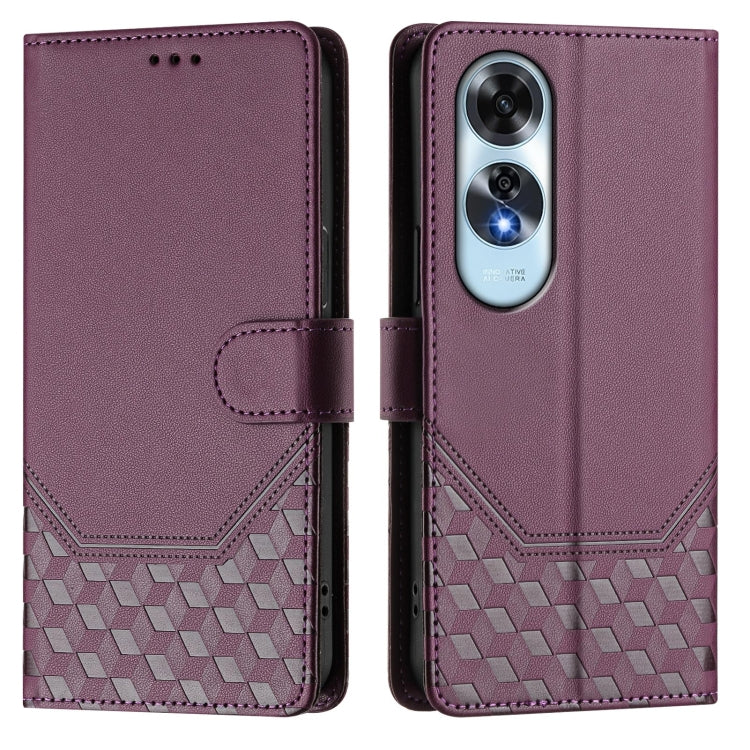 For OPPO A60 4G Global Honeycomb Embossing RFID Leather Phone Case