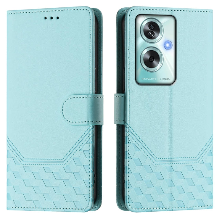 For OPPO A79 5G Global Honeycomb Embossing RFID Leather Phone Case