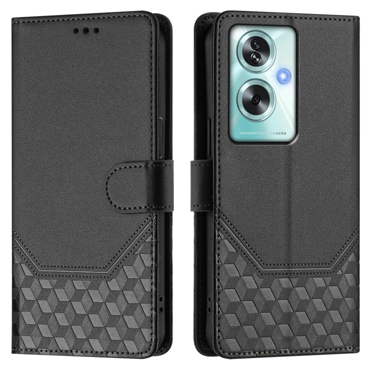 For OPPO A79 5G Global Honeycomb Embossing RFID Leather Phone Case