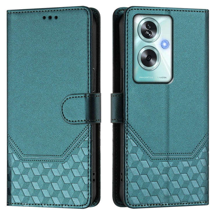 For OPPO A79 5G Global Honeycomb Embossing RFID Leather Phone Case