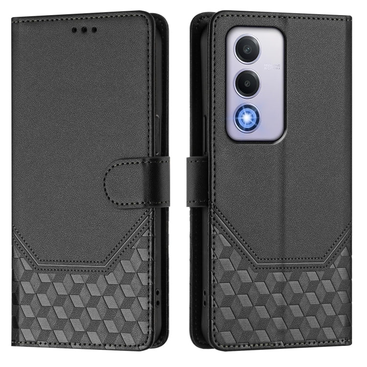 For OPPO A80 5G European / K12x 5G Global Honeycomb Embossing RFID Leather Phone Case