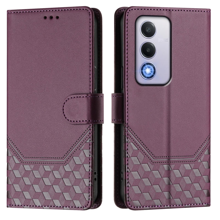 For OPPO A80 5G European / K12x 5G Global Honeycomb Embossing RFID Leather Phone Case