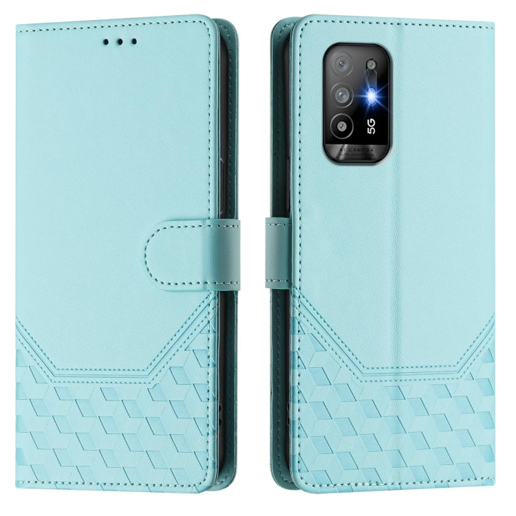 For OPPO A94 5G Global / Reno5 Z Honeycomb Embossing RFID Leather Phone Case