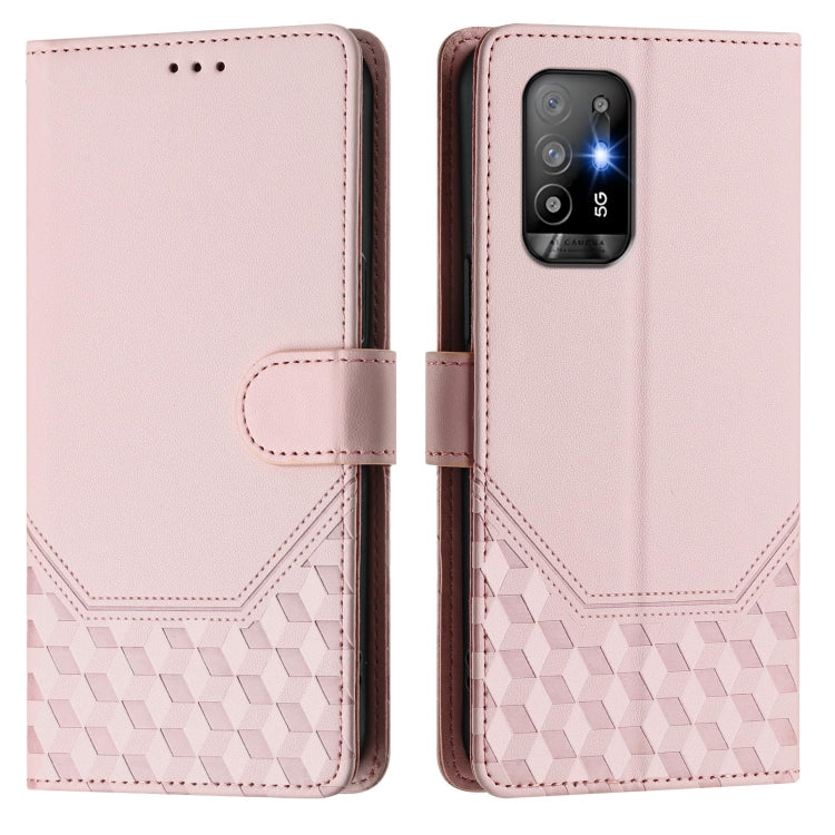 For OPPO A94 5G Global / Reno5 Z Honeycomb Embossing RFID Leather Phone Case