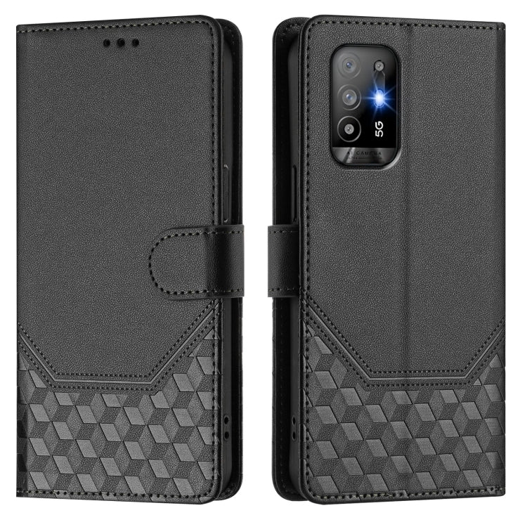 For OPPO A94 5G Global / Reno5 Z Honeycomb Embossing RFID Leather Phone Case