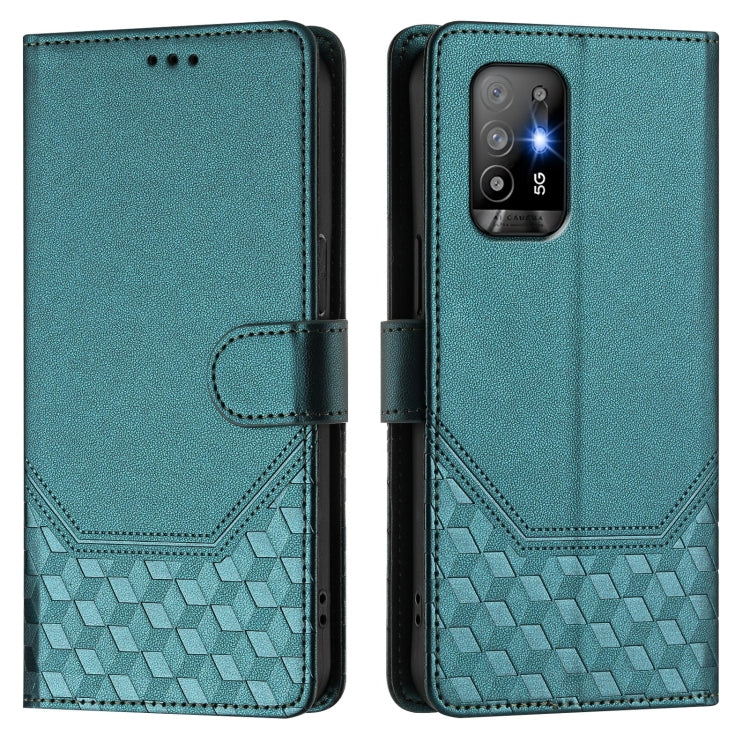 For OPPO A94 5G Global / Reno5 Z Honeycomb Embossing RFID Leather Phone Case