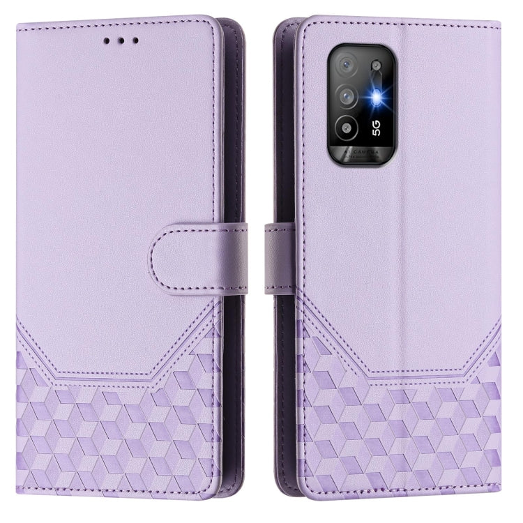 For OPPO A94 5G Global / Reno5 Z Honeycomb Embossing RFID Leather Phone Case