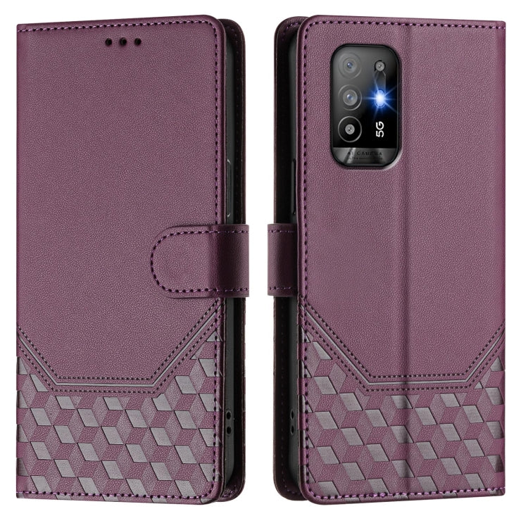 For OPPO A94 5G Global / Reno5 Z Honeycomb Embossing RFID Leather Phone Case