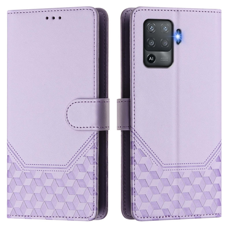 For OPPO F19 Pro / Reno5 F Honeycomb Embossing RFID Leather Phone Case