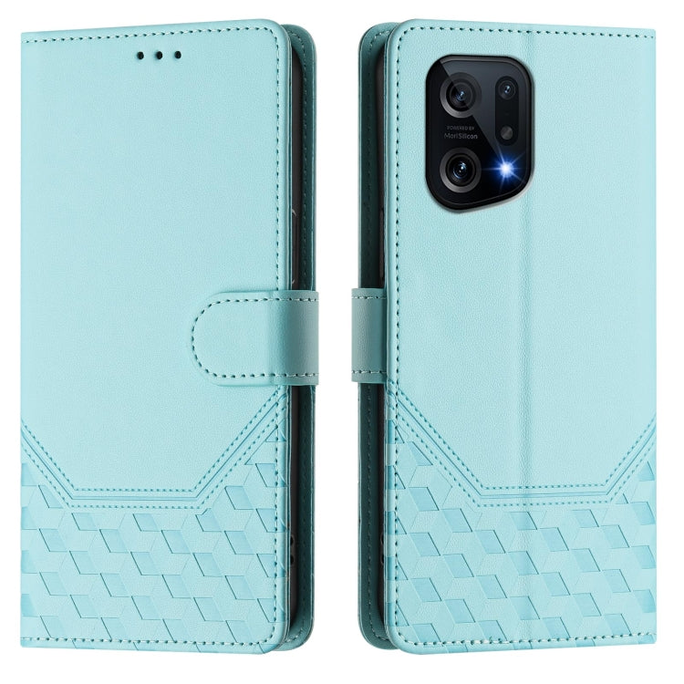 For OPPO Find X5 Honeycomb Embossing RFID Leather Phone Case