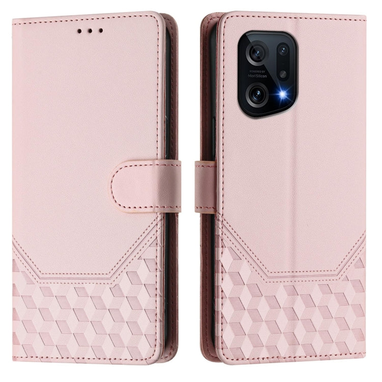 For OPPO Find X5 Honeycomb Embossing RFID Leather Phone Case