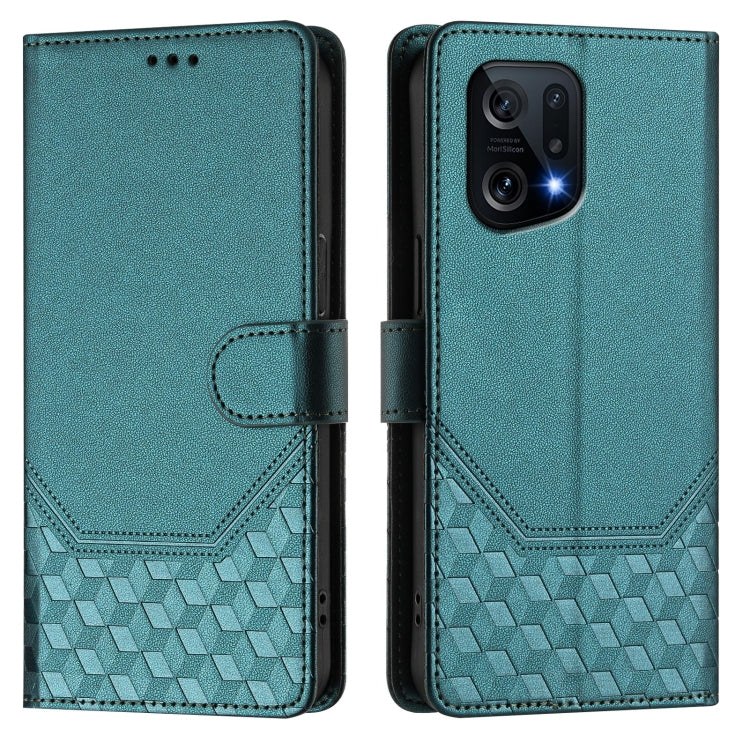 For OPPO Find X5 Honeycomb Embossing RFID Leather Phone Case