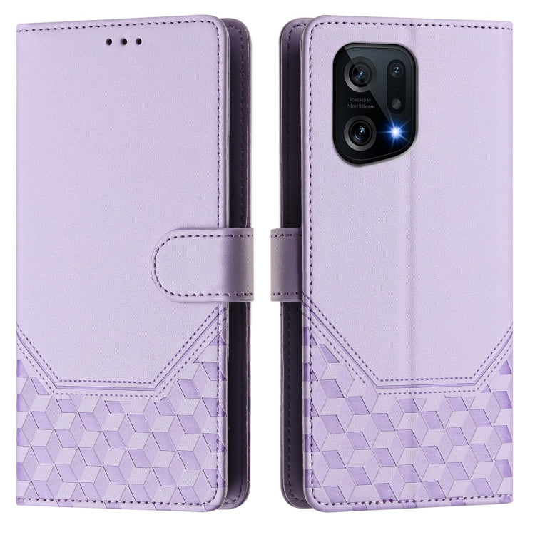 For OPPO Find X5 Honeycomb Embossing RFID Leather Phone Case