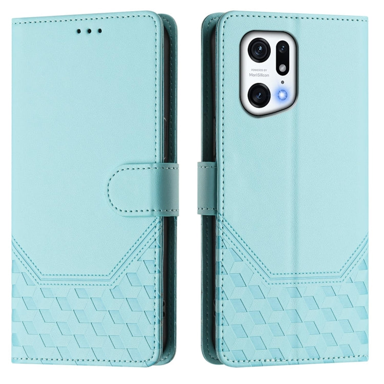 For OPPO Find X5 Pro Honeycomb Embossing RFID Leather Phone Case