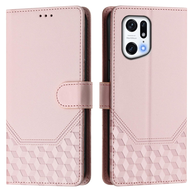 For OPPO Find X5 Pro Honeycomb Embossing RFID Leather Phone Case