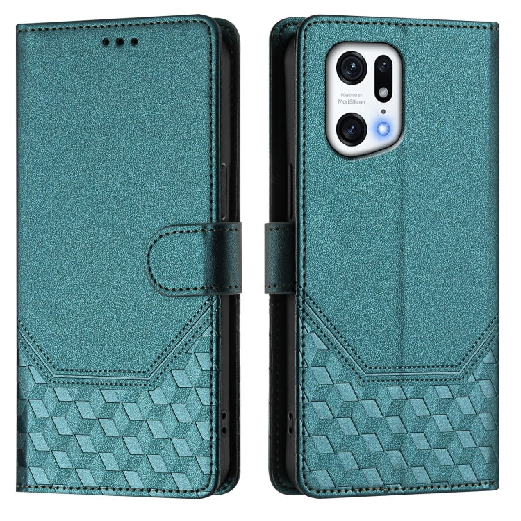 For OPPO Find X5 Pro Honeycomb Embossing RFID Leather Phone Case