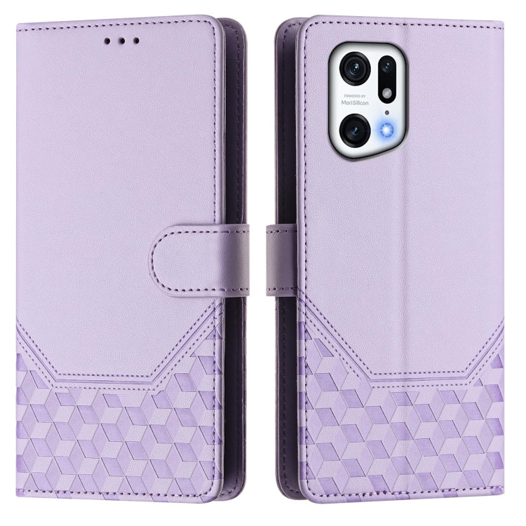 For OPPO Find X5 Pro Honeycomb Embossing RFID Leather Phone Case