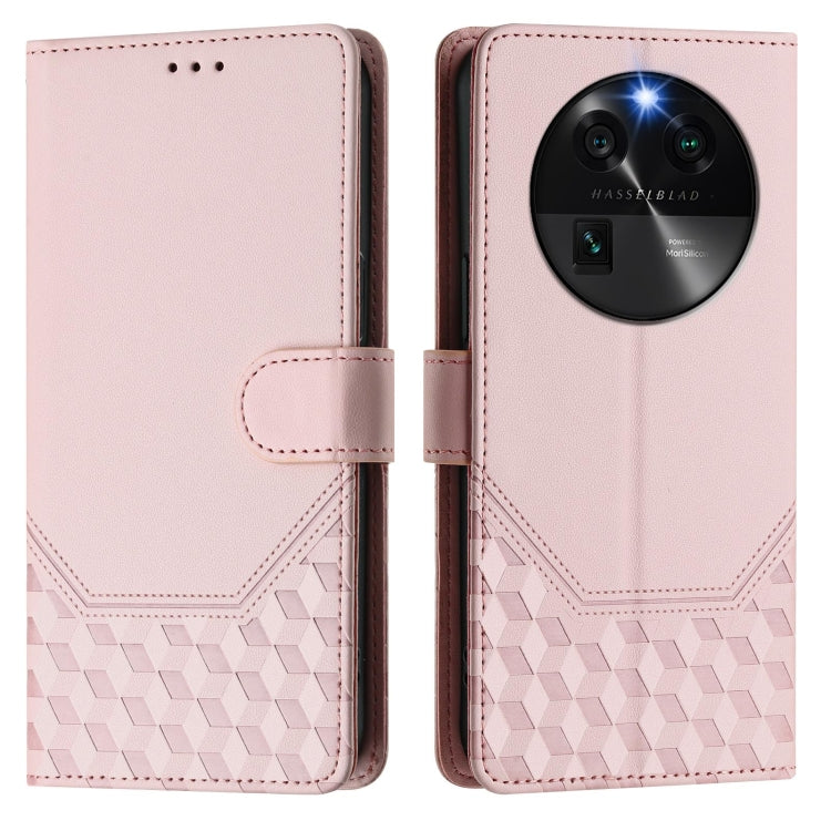 For OPPO Find X6 Honeycomb Embossing RFID Leather Phone Case