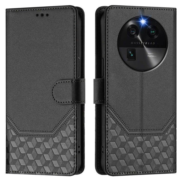 For OPPO Find X6 Honeycomb Embossing RFID Leather Phone Case