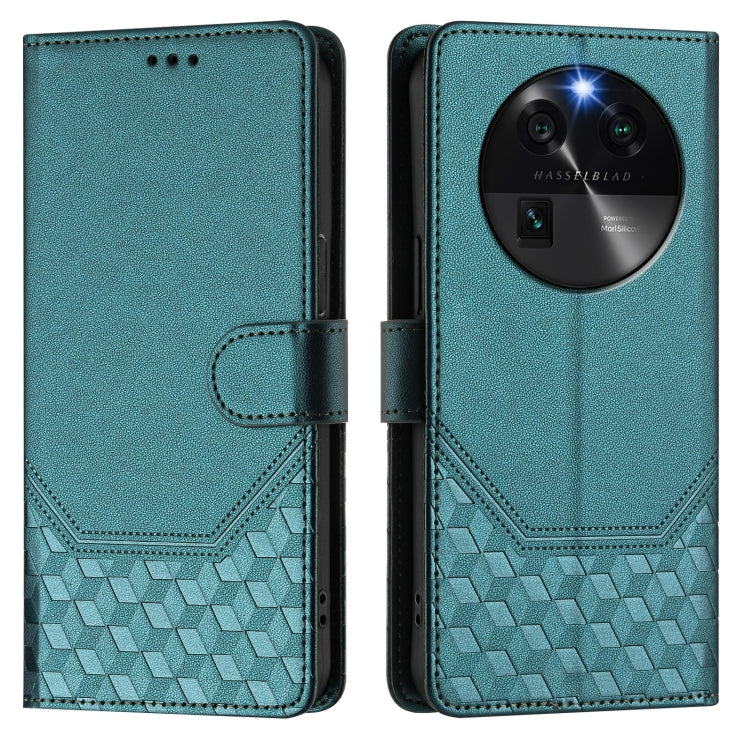 For OPPO Find X6 Honeycomb Embossing RFID Leather Phone Case