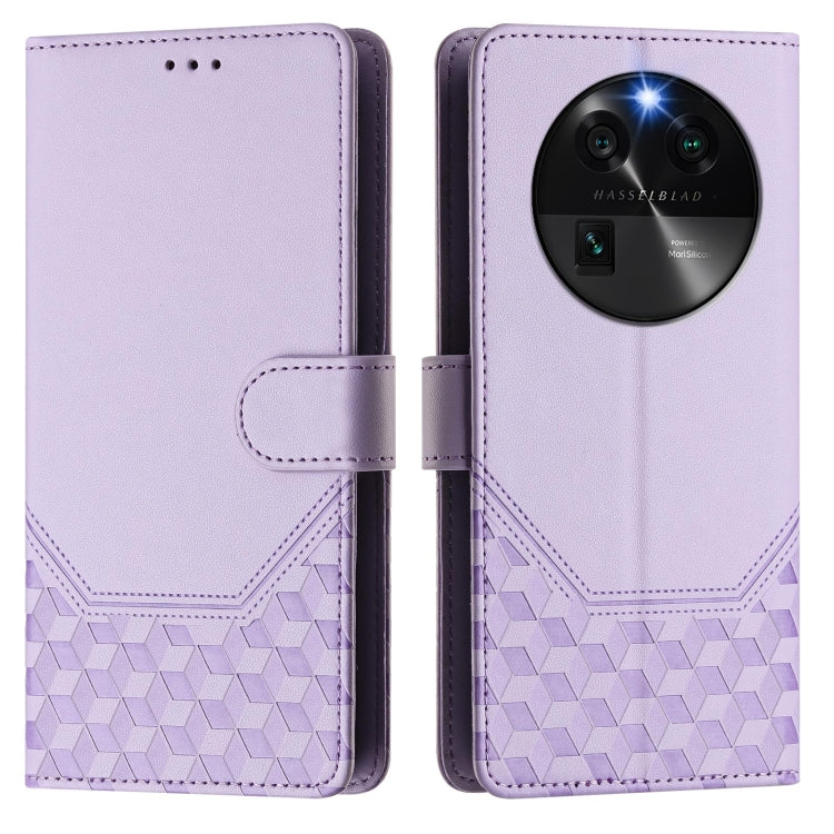 For OPPO Find X6 Honeycomb Embossing RFID Leather Phone Case