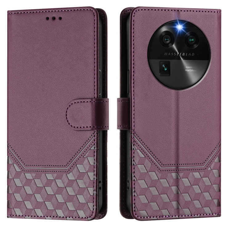 For OPPO Find X6 Honeycomb Embossing RFID Leather Phone Case