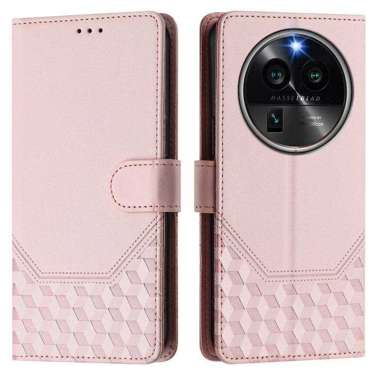 For OPPO Find X6 Pro Honeycomb Embossing RFID Leather Phone Case