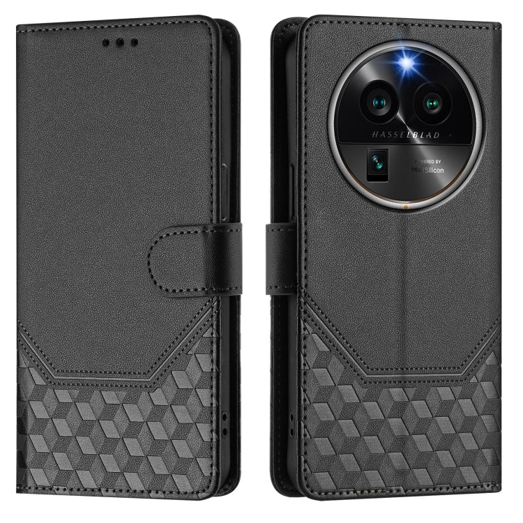 For OPPO Find X6 Pro Honeycomb Embossing RFID Leather Phone Case