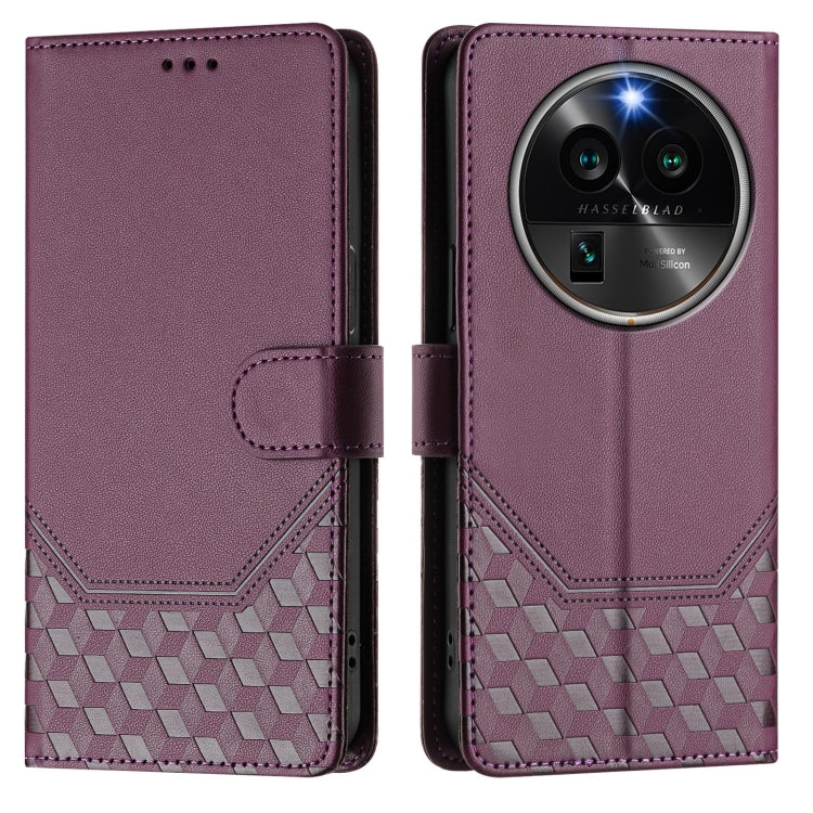 For OPPO Find X6 Pro Honeycomb Embossing RFID Leather Phone Case
