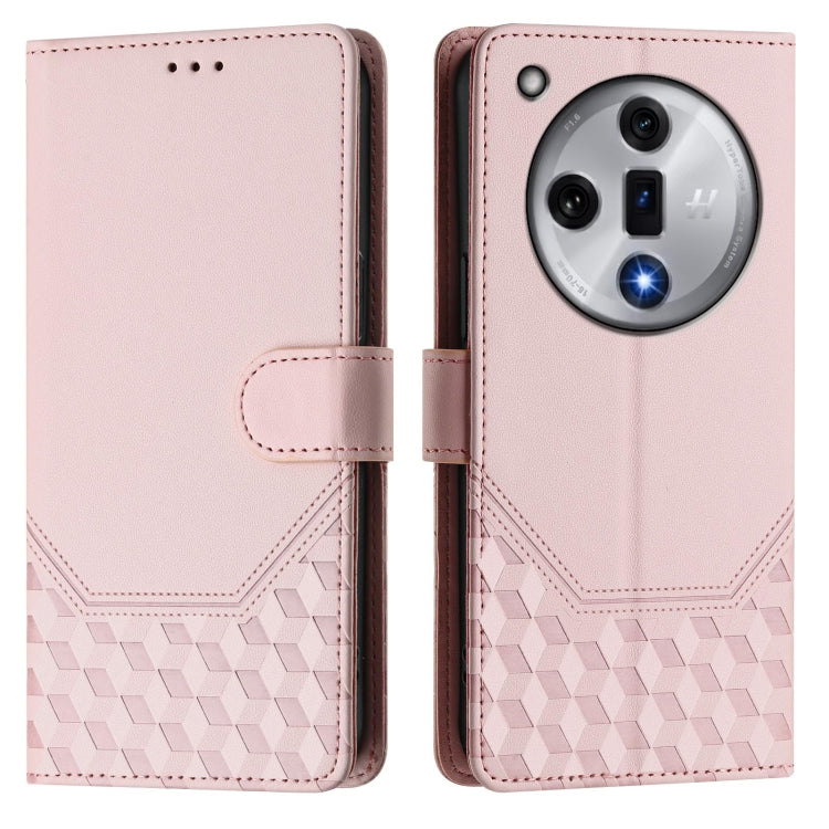 For OPPO Find X7 Honeycomb Embossing RFID Leather Phone Case