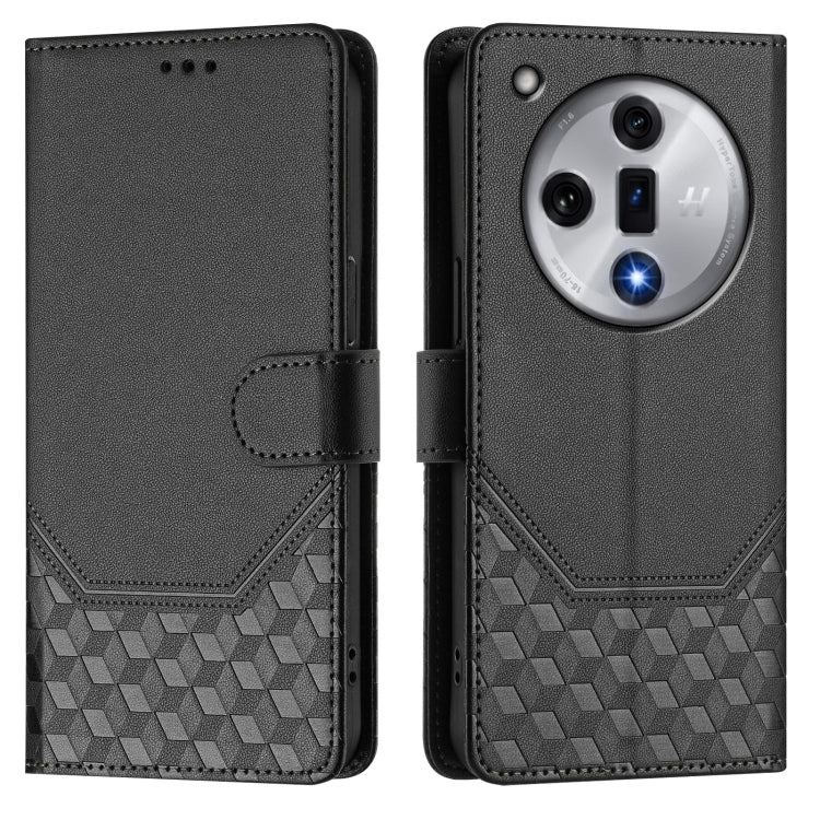 For OPPO Find X7 Honeycomb Embossing RFID Leather Phone Case