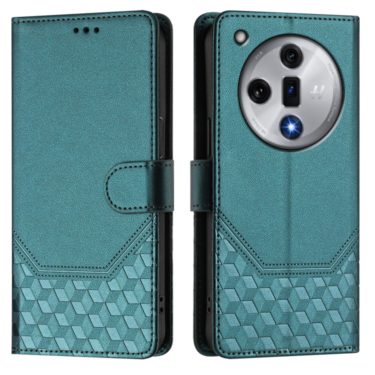 For OPPO Find X7 Honeycomb Embossing RFID Leather Phone Case
