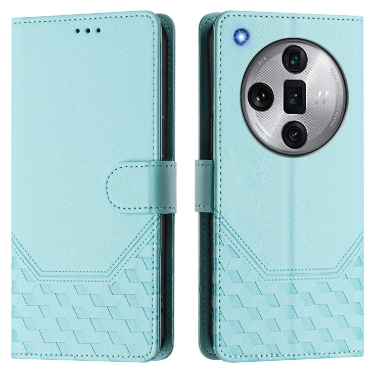 For OPPO Find X7 Ultra Honeycomb Embossing RFID Leather Phone Case