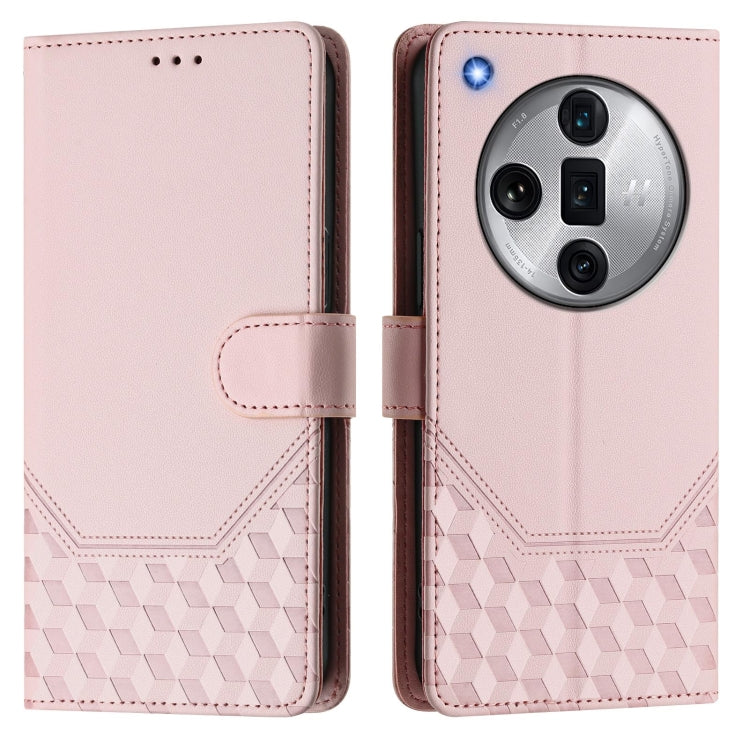 For OPPO Find X7 Ultra Honeycomb Embossing RFID Leather Phone Case