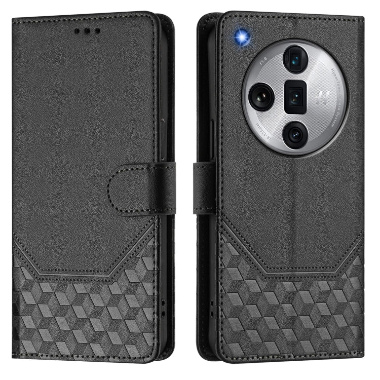 For OPPO Find X7 Ultra Honeycomb Embossing RFID Leather Phone Case
