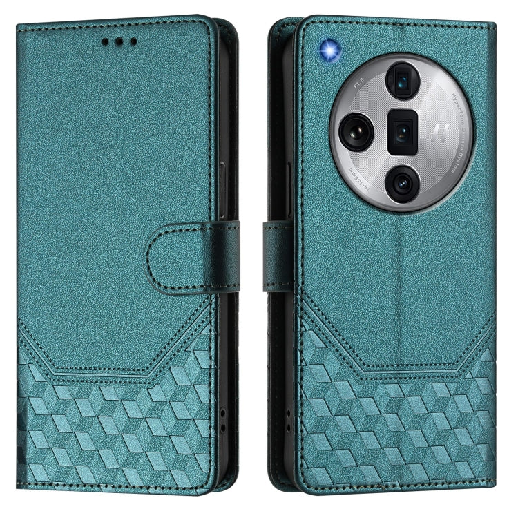 For OPPO Find X7 Ultra Honeycomb Embossing RFID Leather Phone Case
