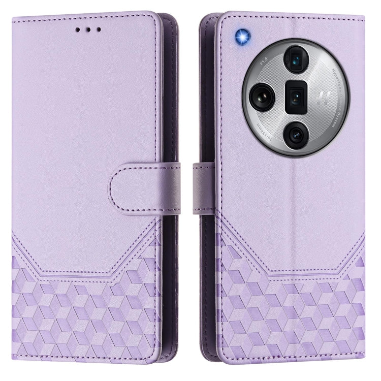For OPPO Find X7 Ultra Honeycomb Embossing RFID Leather Phone Case